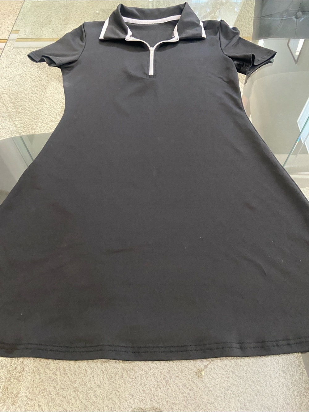 Black Sport  Polo Dress with Zip Neck   stretchy material never worn
